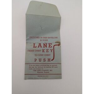 Vintage Lane Cedar Chest Key Envelope ONLY Blue Printed USA Ephemera‎ Altavista